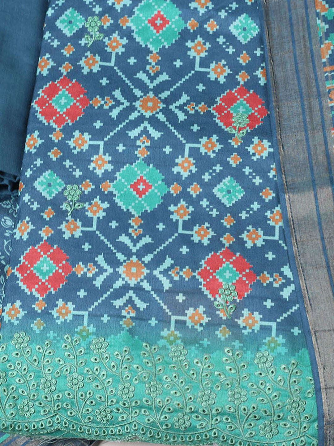 Woven Design Art Silk Unstitched Suit With Pant Dupatta