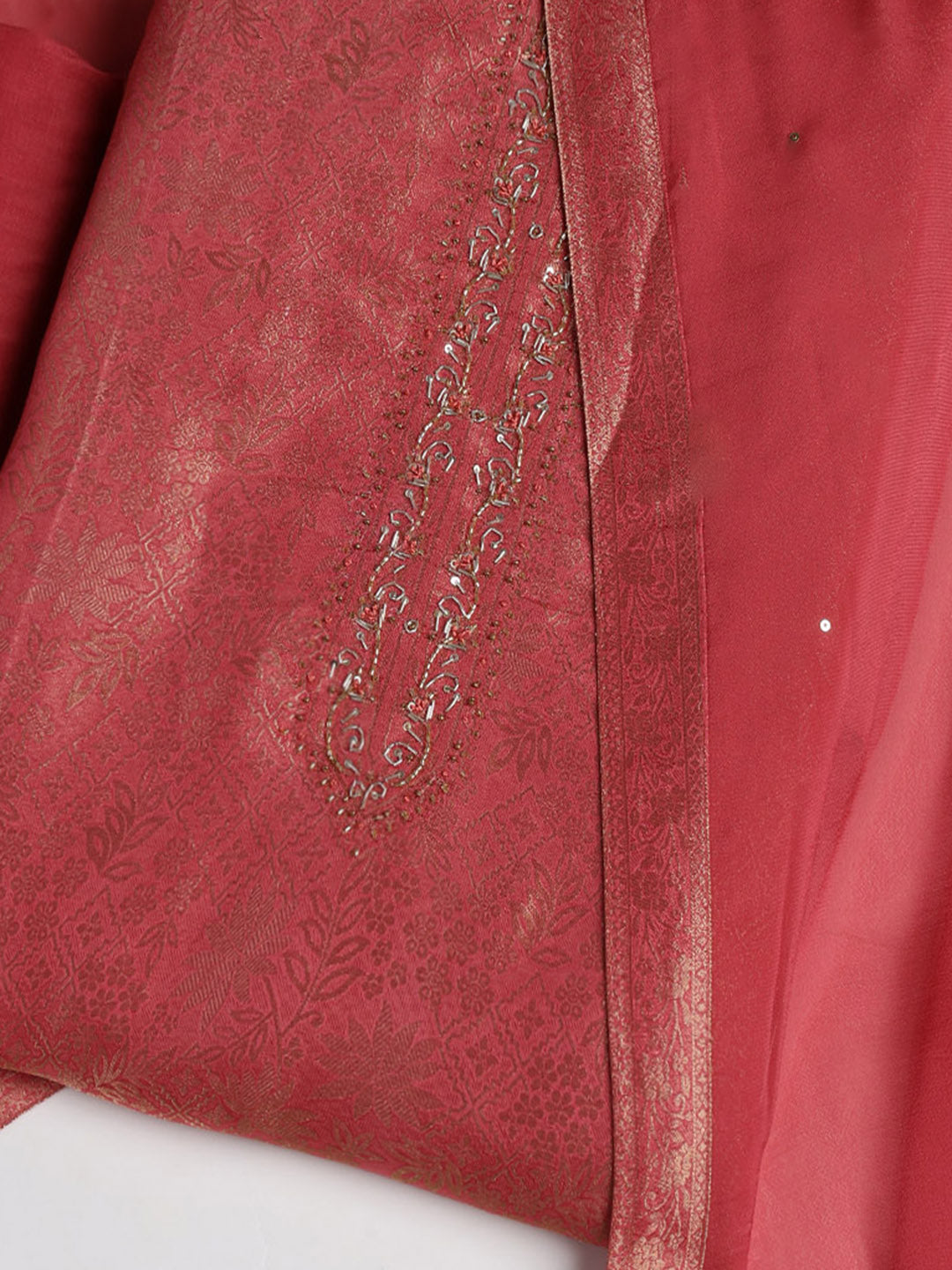 Zari Jaal Art Silk Unstitched Suit With Dupatta