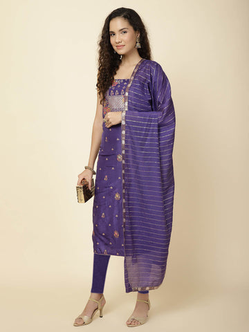 Woven Chanderi Unstitched Suit With Dupatta