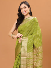 Zari Border Booti Woven Handloom Saree