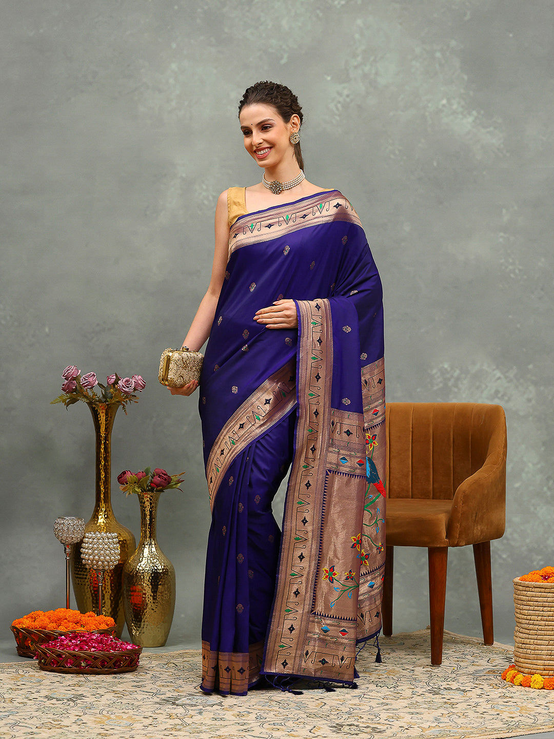 Woven Design Cotton Blend Saree