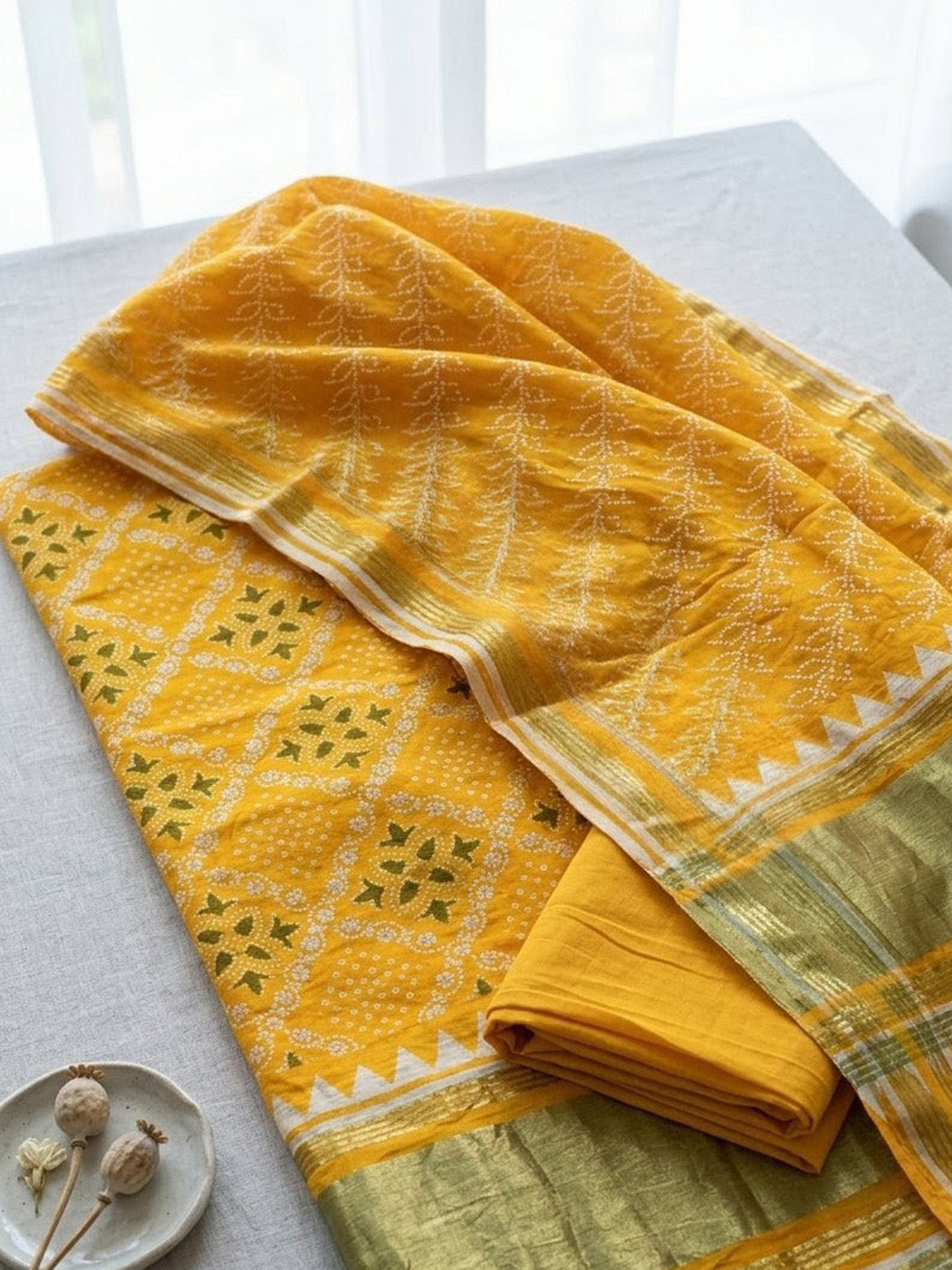 Embroidered Art Silk Unstitched Suit With Pant &amp; Dupatta