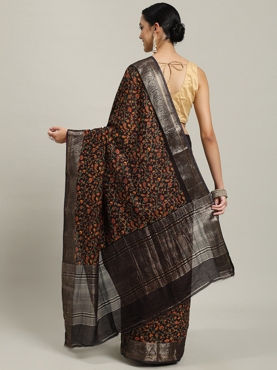 Digital Printed Cotton Blend Woven Saree