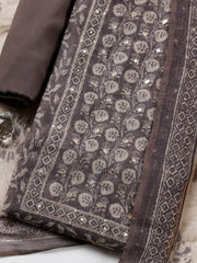 Embroidered Chanderi Unstitched Suit With Pant & Dupatta