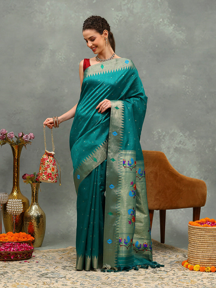 Paithani Woven Design Tussar Saree
