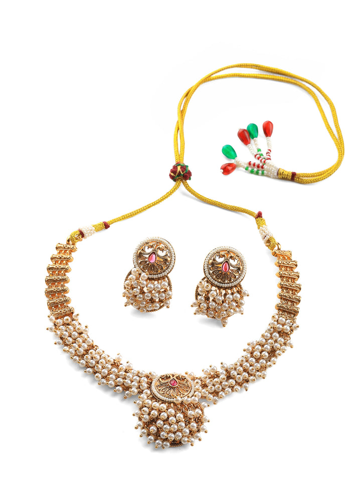 Gold Pink Jewellery Set