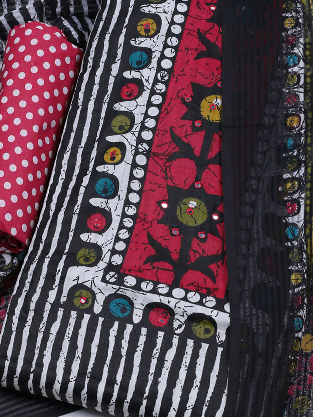Printed Cotton Blend Unstitched Suit With Dupatta