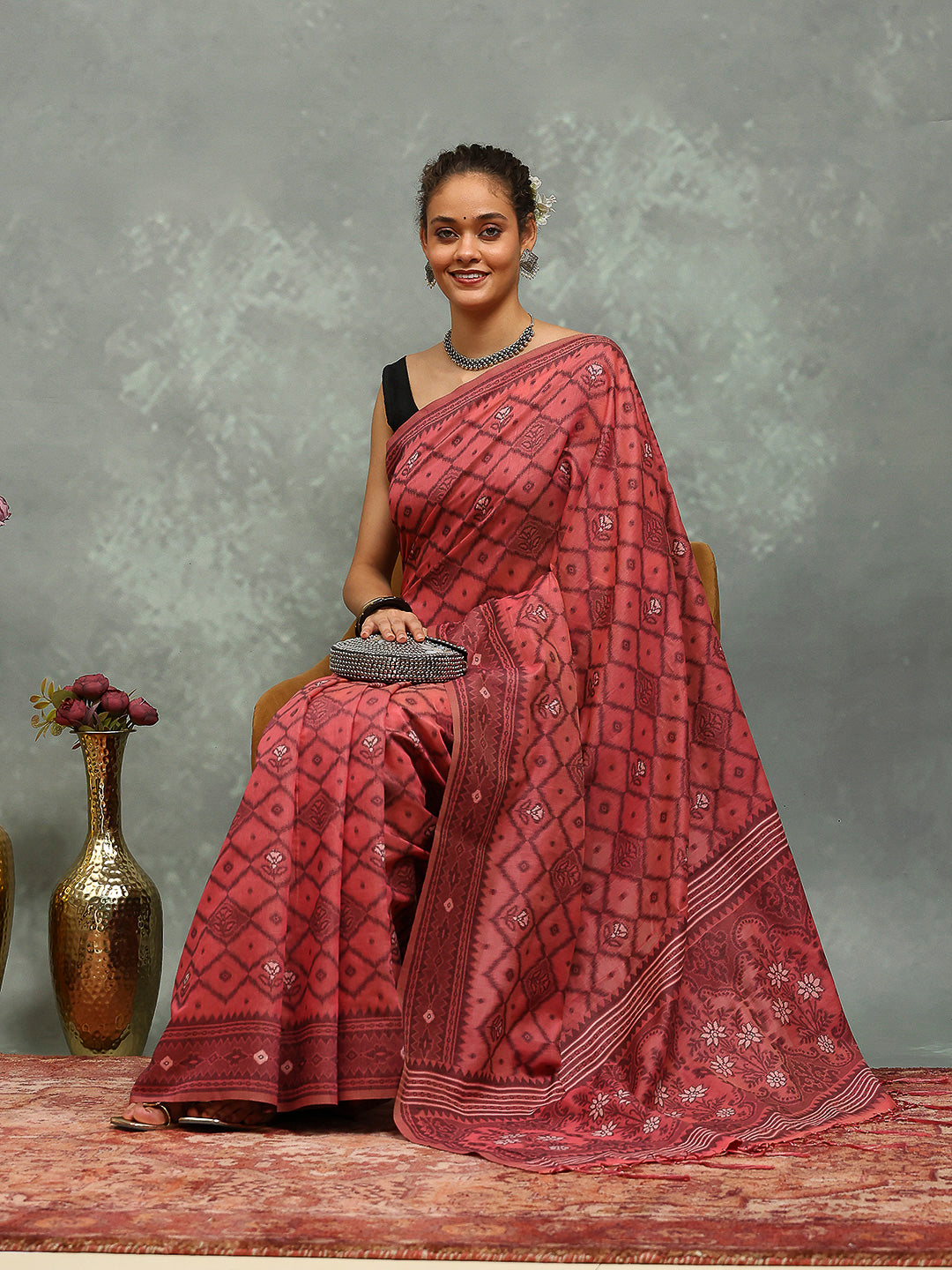 Resham Booti Woven Cotton Blend Saree