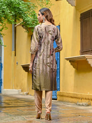 Embroidered Tissue Kurta With Pant & Dupatta