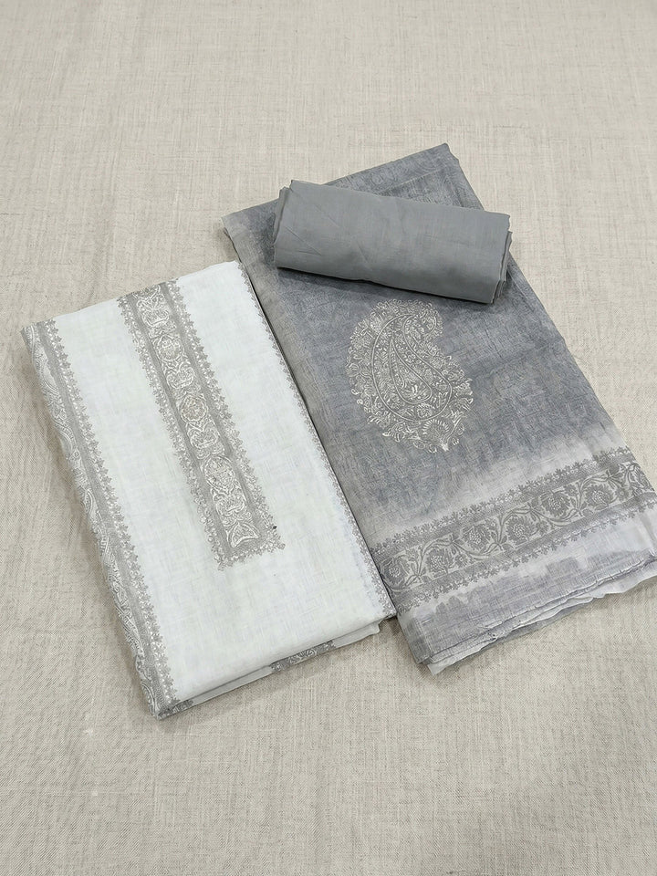 Printed Cotton Blend Unstitched Suit With Dupatta