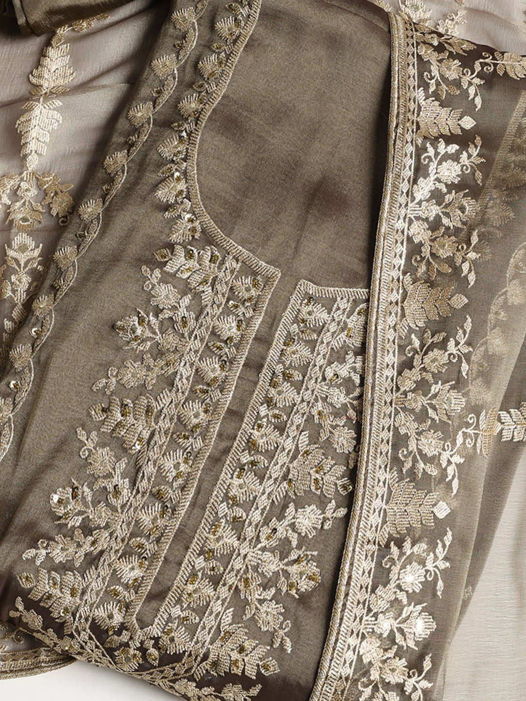 Embroidered Organza Unstitched Suit With Dupatta
