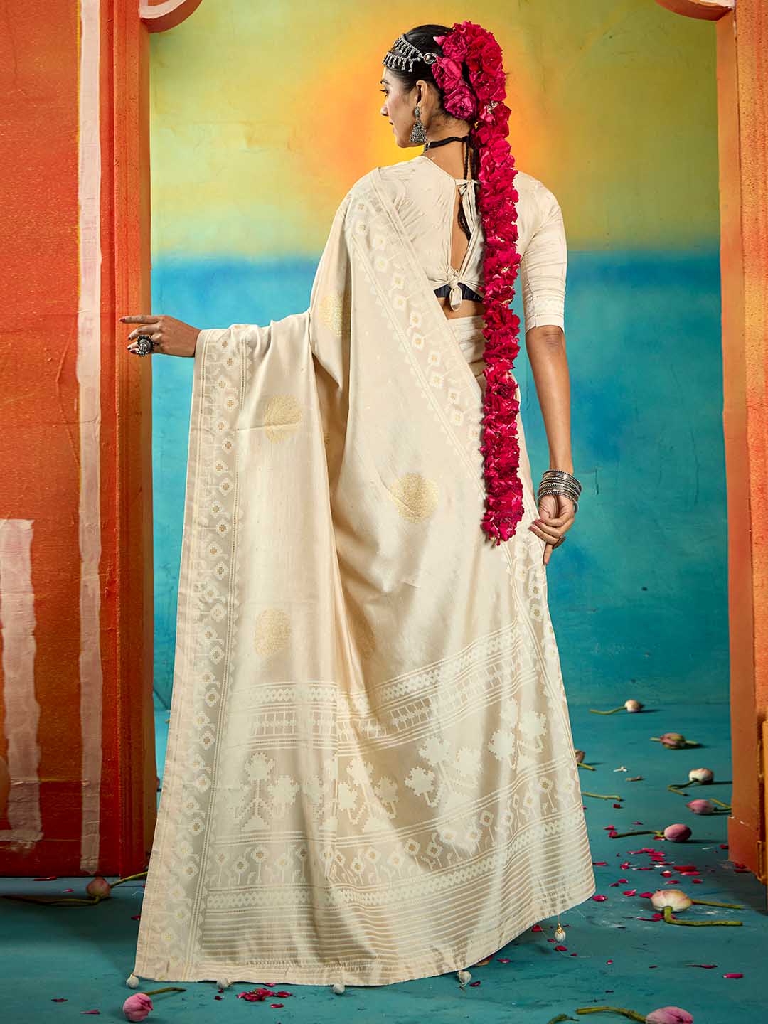 Abstract Print Art Silk Saree