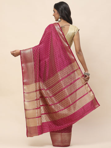 Zari Border Booti Woven Handloom Saree