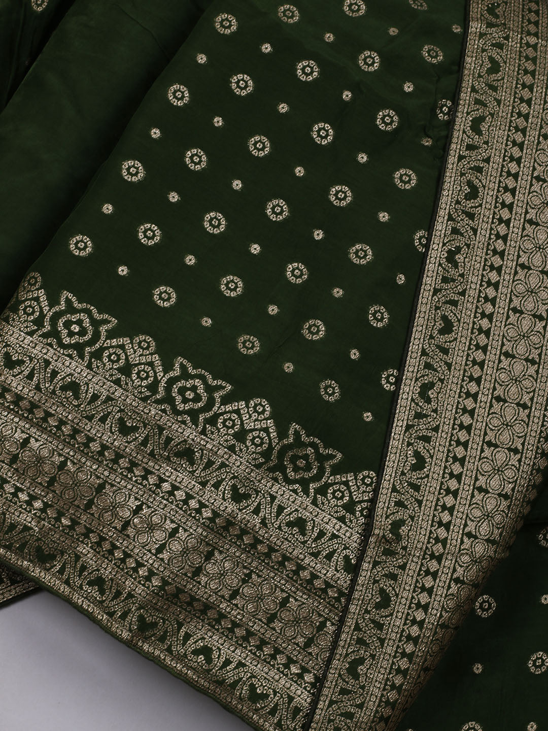 Embroidered Art Silk Unstitched Suit Piece With Dupatta