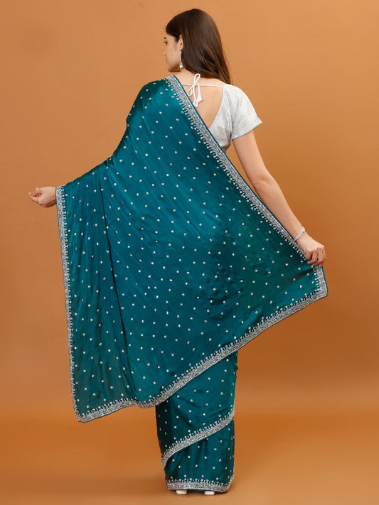 Stone Booti Chinon Woven Saree