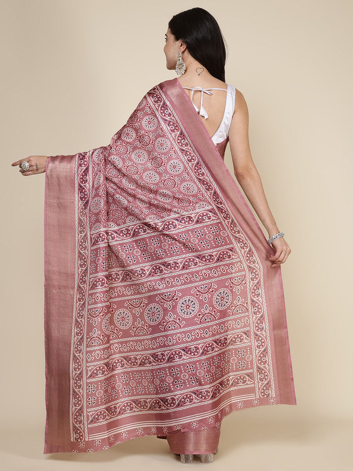 Ajrak Printed Dola Cotton Woven Saree
