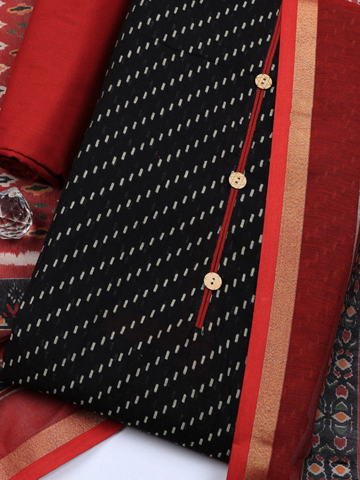 Embroidered Cotton Blend Unstitched Suit With Pant &amp; Dupatta