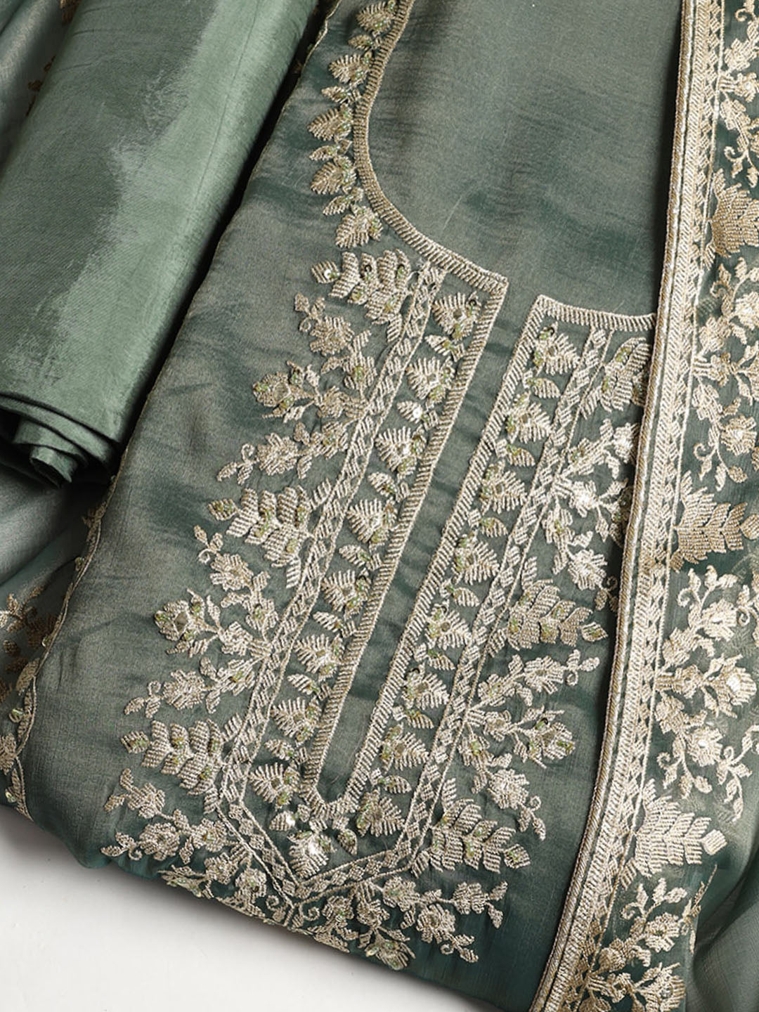 Embroidered Organza Unstitched Suit With Dupatta