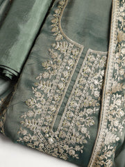 Embroidered Organza Unstitched Suit With Dupatta