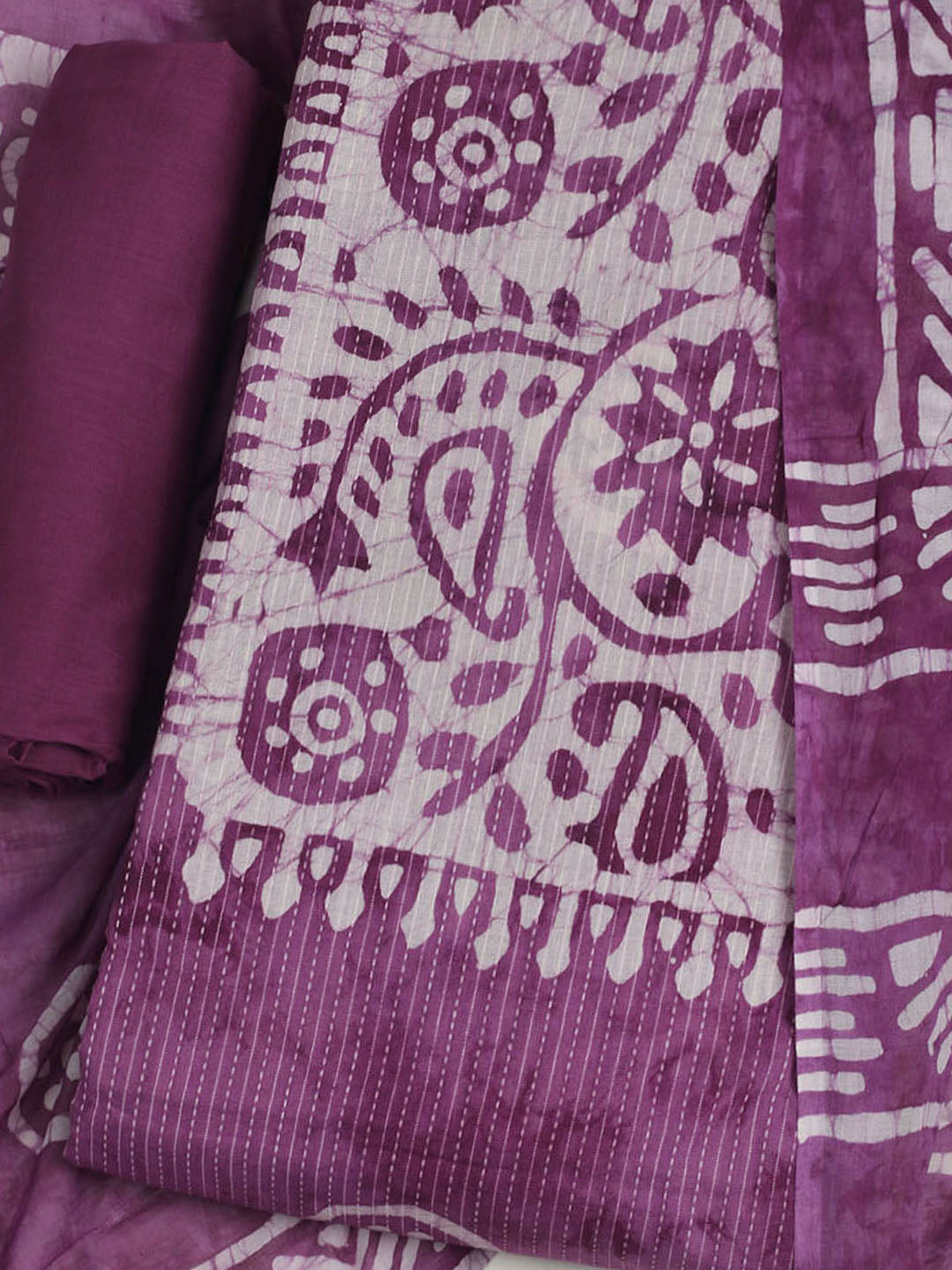 Printed Cotton Unstitched Suit With Pant &amp; Dupatta