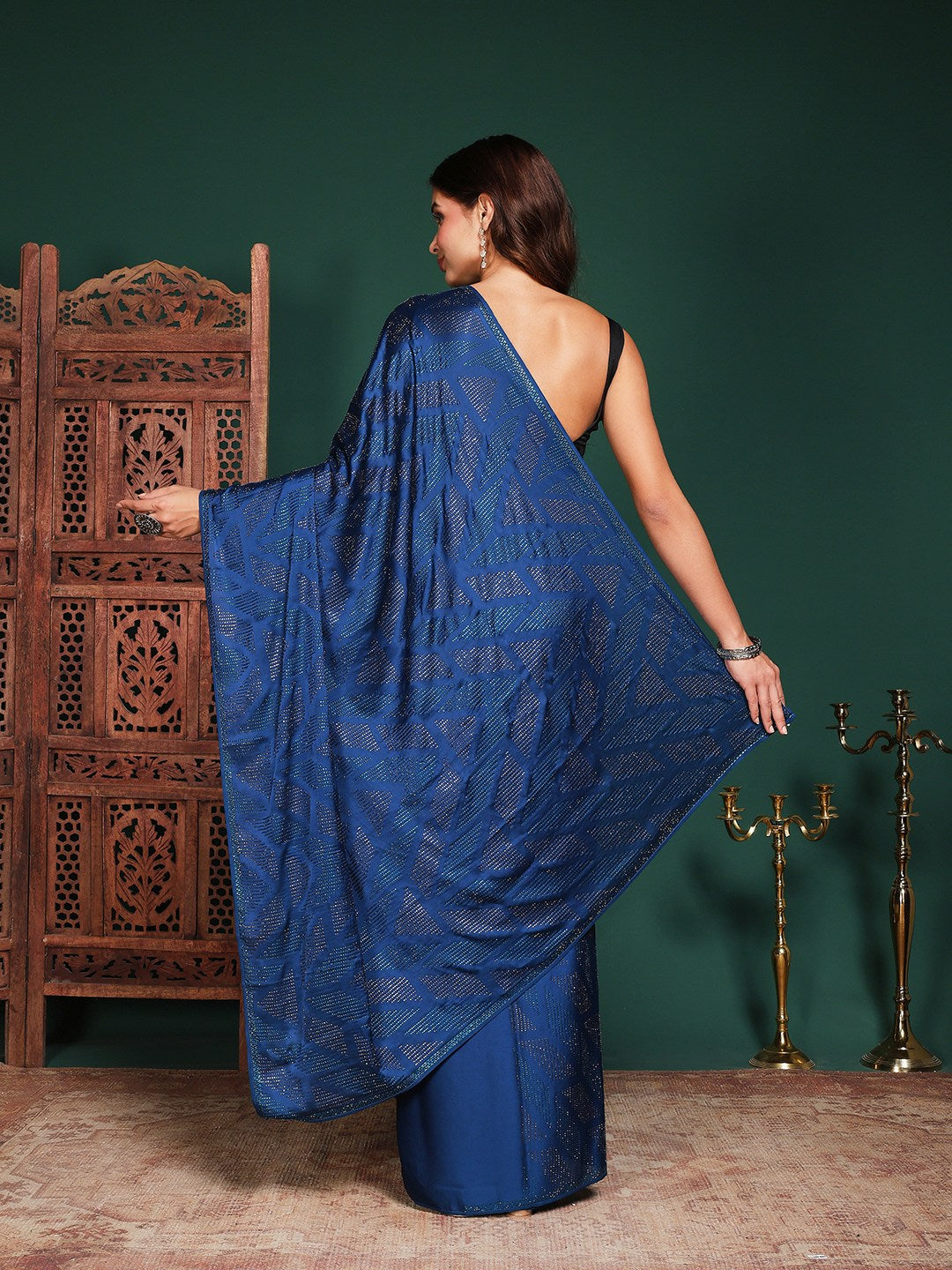 Embroidered Satin Saree