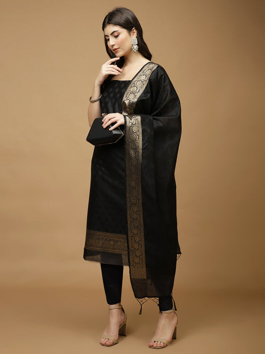 Woven Chanderi Unstitched Suit Piece With Dupatta