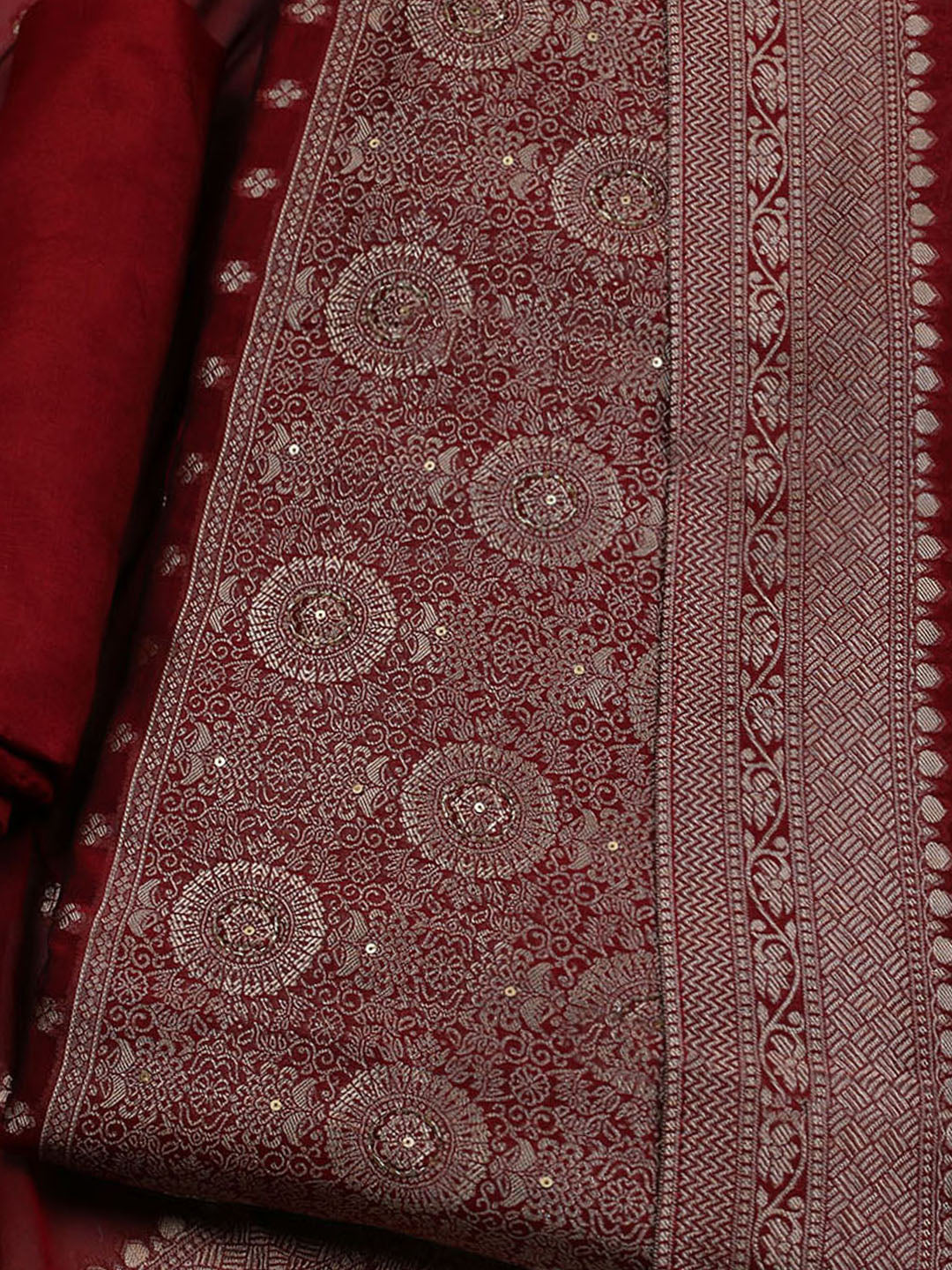 Woven Chanderi Unstitched Suit With Dupatta