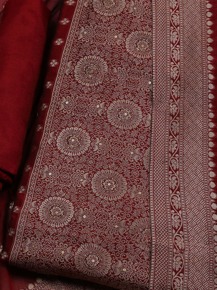 Woven Chanderi Unstitched Suit With Dupatta
