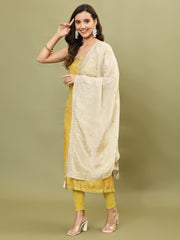 Neck Embroidered Muslin Unstitched Suit Piece With Dupatta