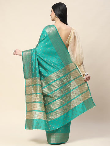 Zari Border Booti Woven Handloom Saree