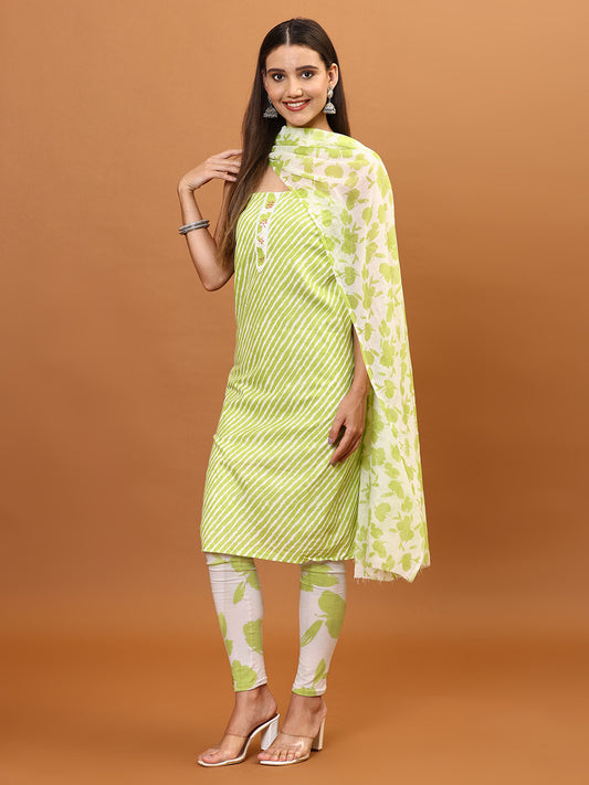 Neck Patti Printed Cotton Unstitched Suit Piece With Dupatta