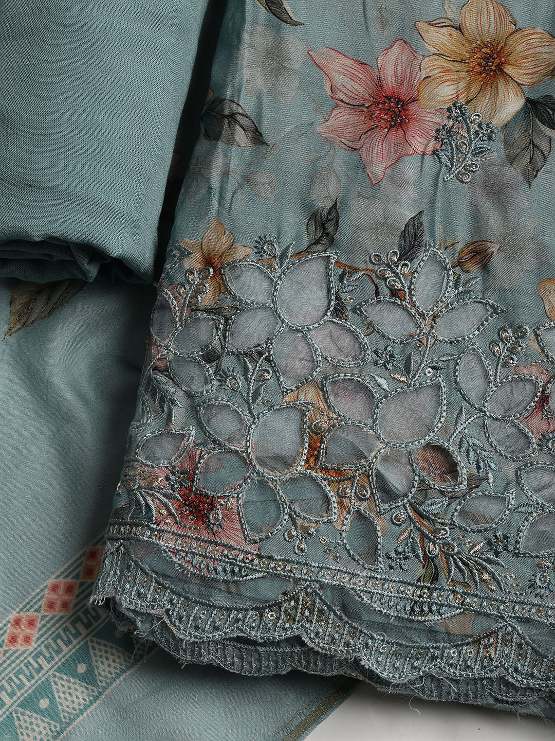 Printed Muslin Unstitched Suit With Dupatta