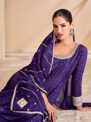 Embroidered Art Silk Suit With Pant & Dupatta