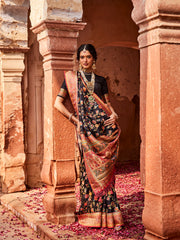 Zari Jaal Printed Woven Satin Saree