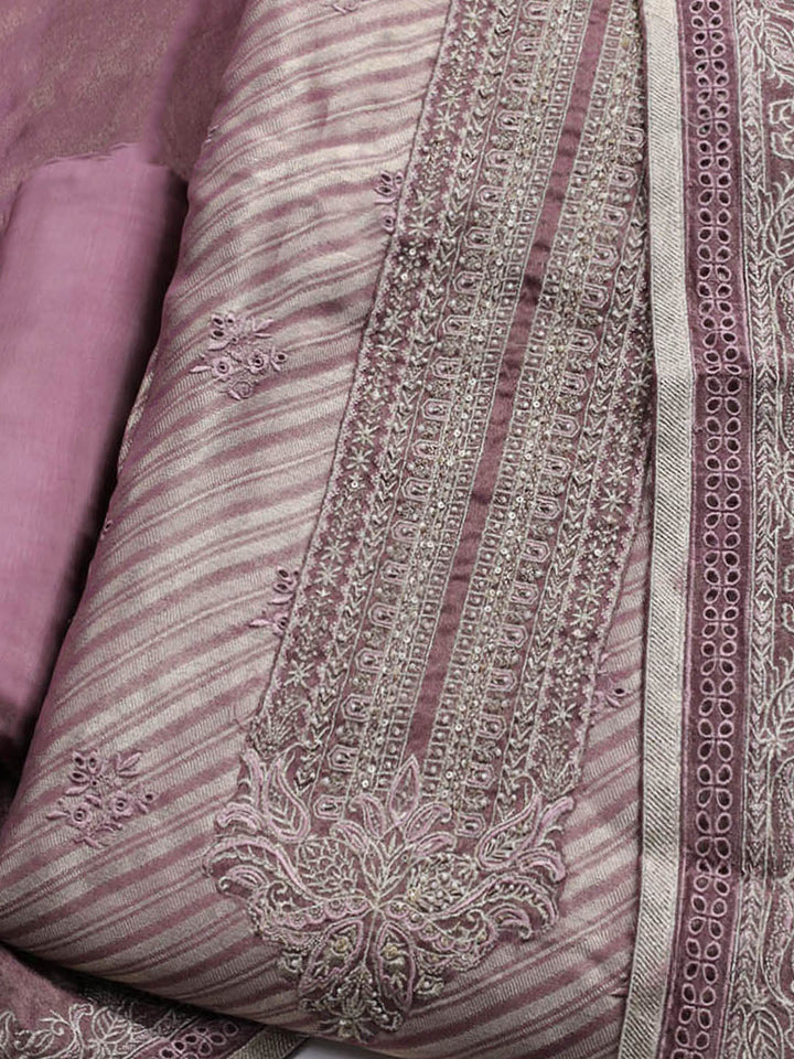 Embroidered Tissue Unstitched Suit With Dupatta