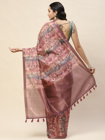 Digital Floral Printed Cotton Saree