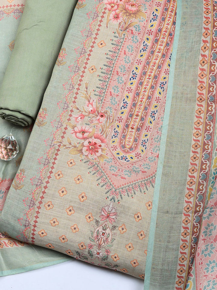 Printed Tissue Unstitched Suit With Pant &amp; Dupatta