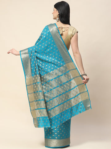 Zari Border Booti Woven Handloom Saree