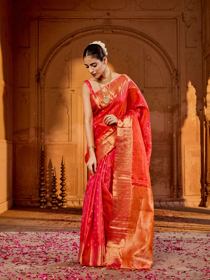 Orange Hlame Woven Saree