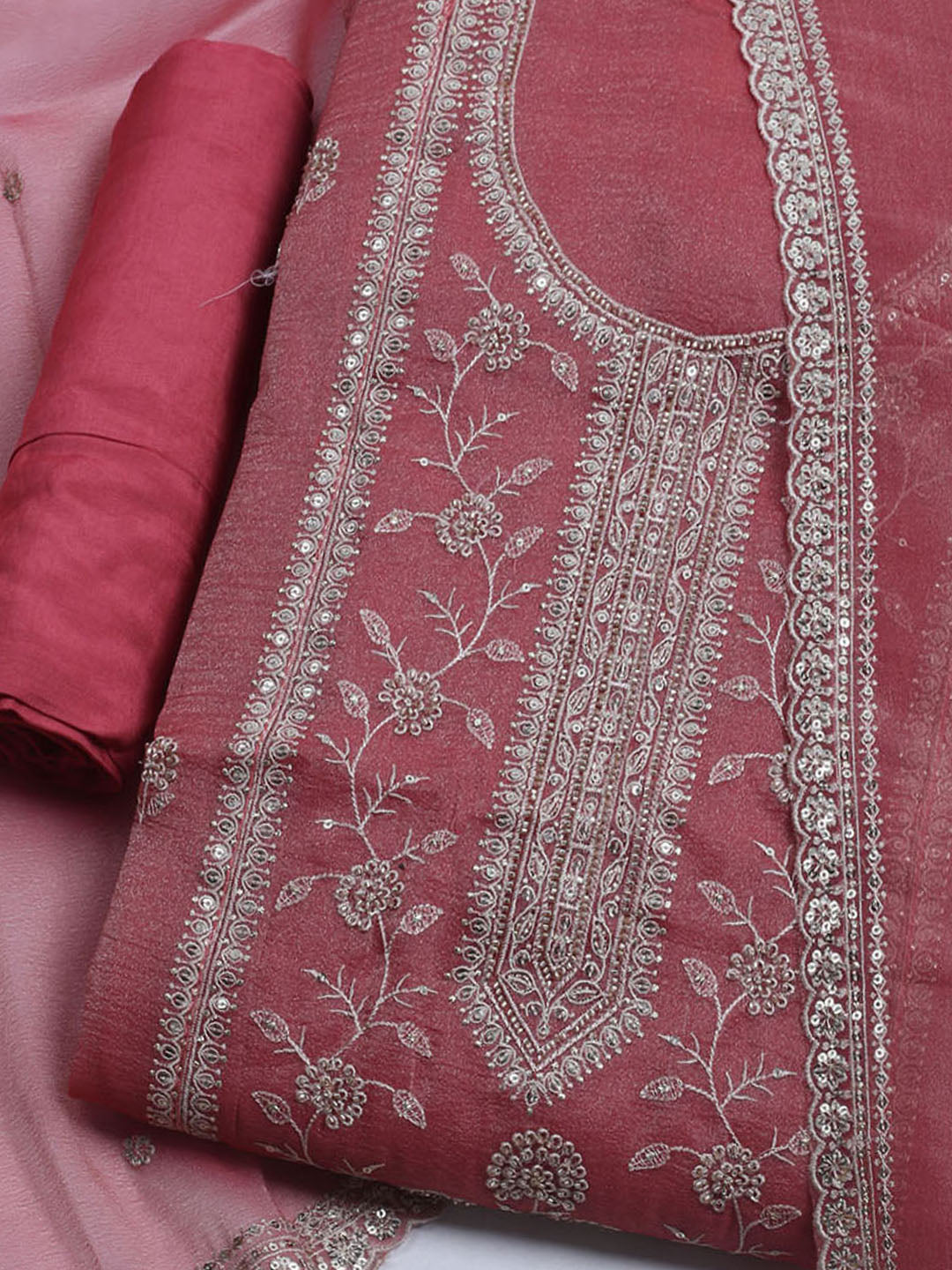 Embroidered Tissue Unstitched Suit With Dupatta