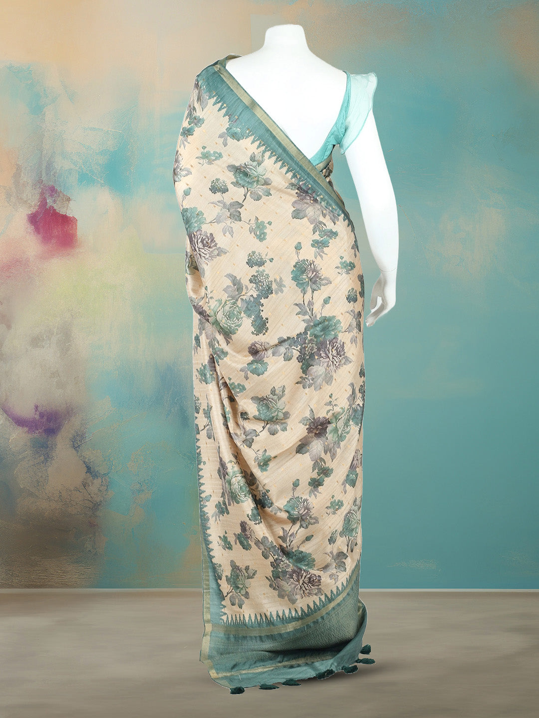 Digital Floral Printed Art Silk Saree