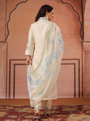 Embroidered Cotton Kurta With Pant & Dupatta