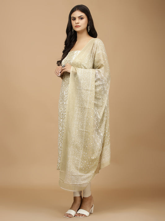 Printed Cotton Unstitched Suit With Dupatta