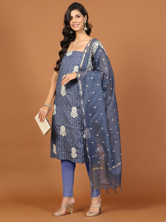 All Over Embroidered Cotton Blend Unstitched Suit Piece With Dupatta