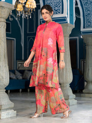 Floral Printed Cotton Straight Kurta With Palazzo