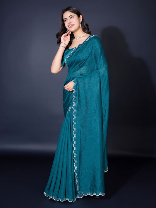 Stone Embroidery Tussar Saree