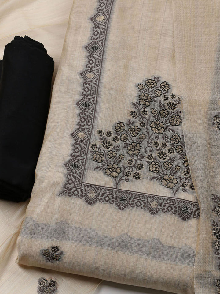 Woven Design Chanderi Unstitched Suit With Dupatta