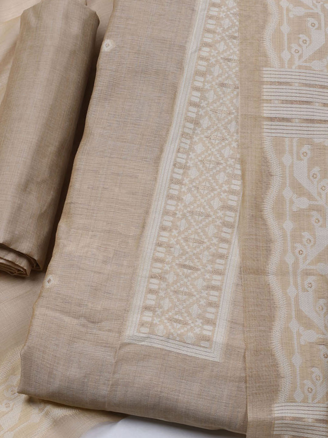 Woven Chanderi Unstitched Suit With Dupatta