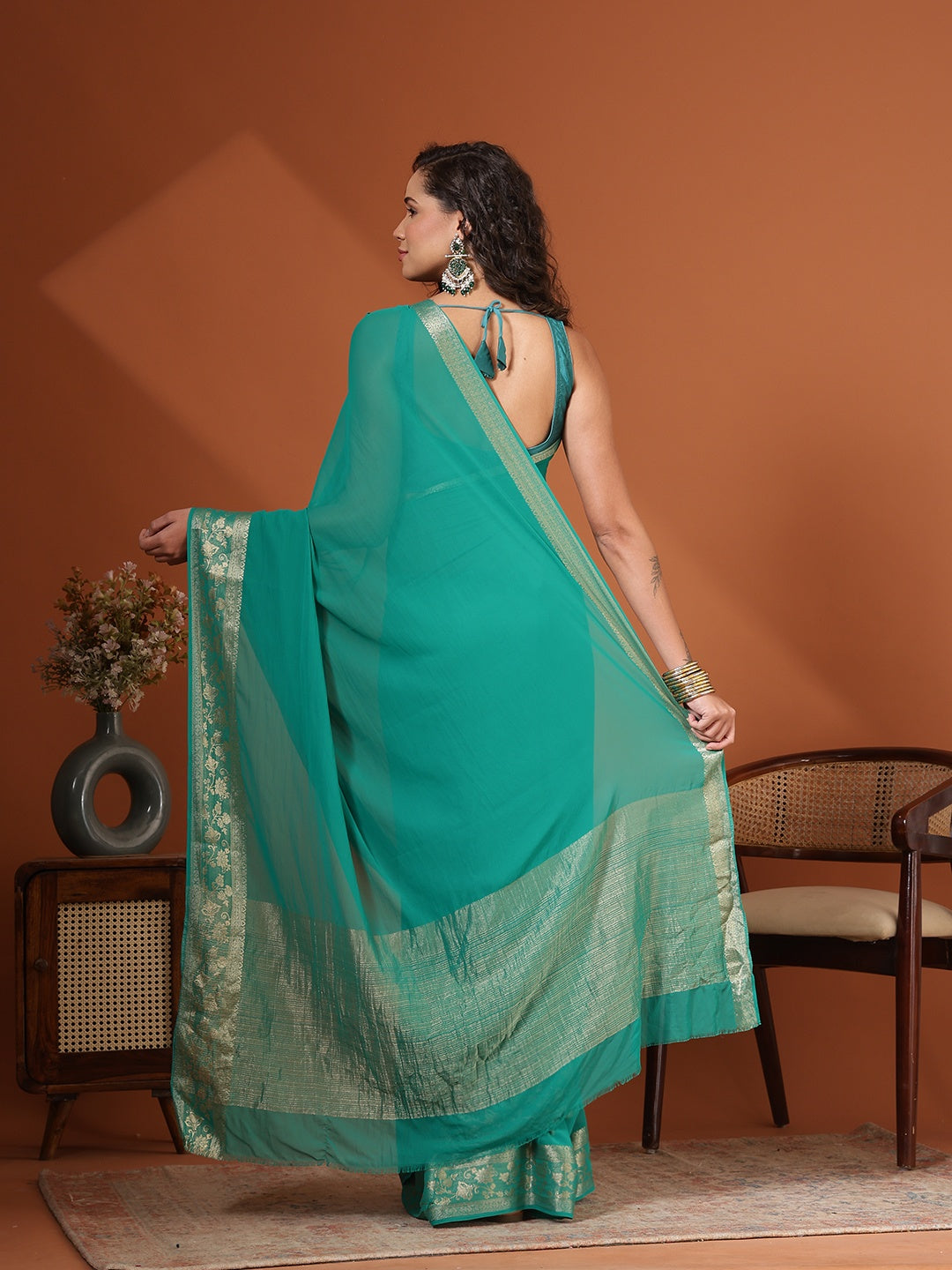Plain Chiffon Saree
