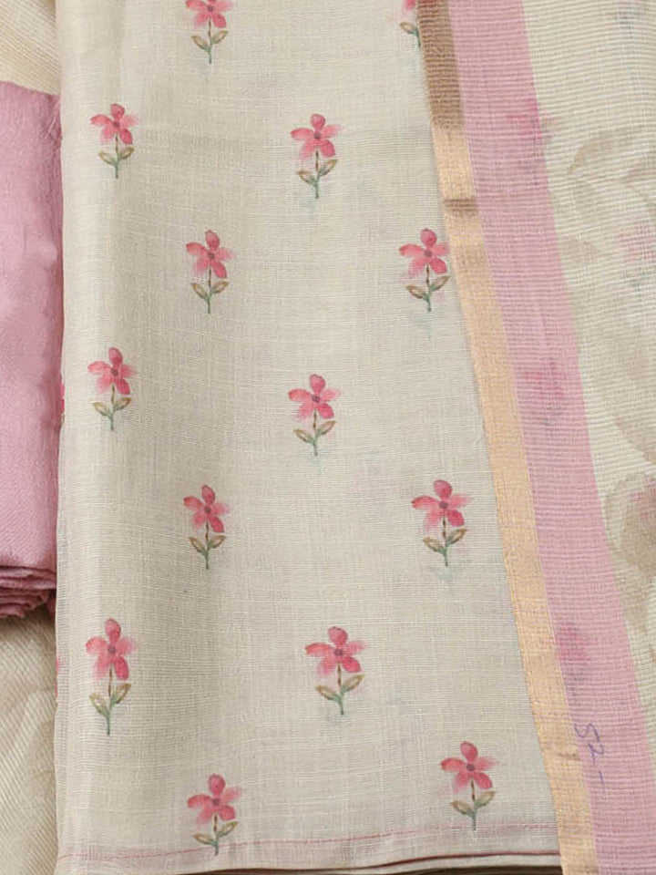 Printed Tissue Unstitched Suit With Pant &amp; Dupatta